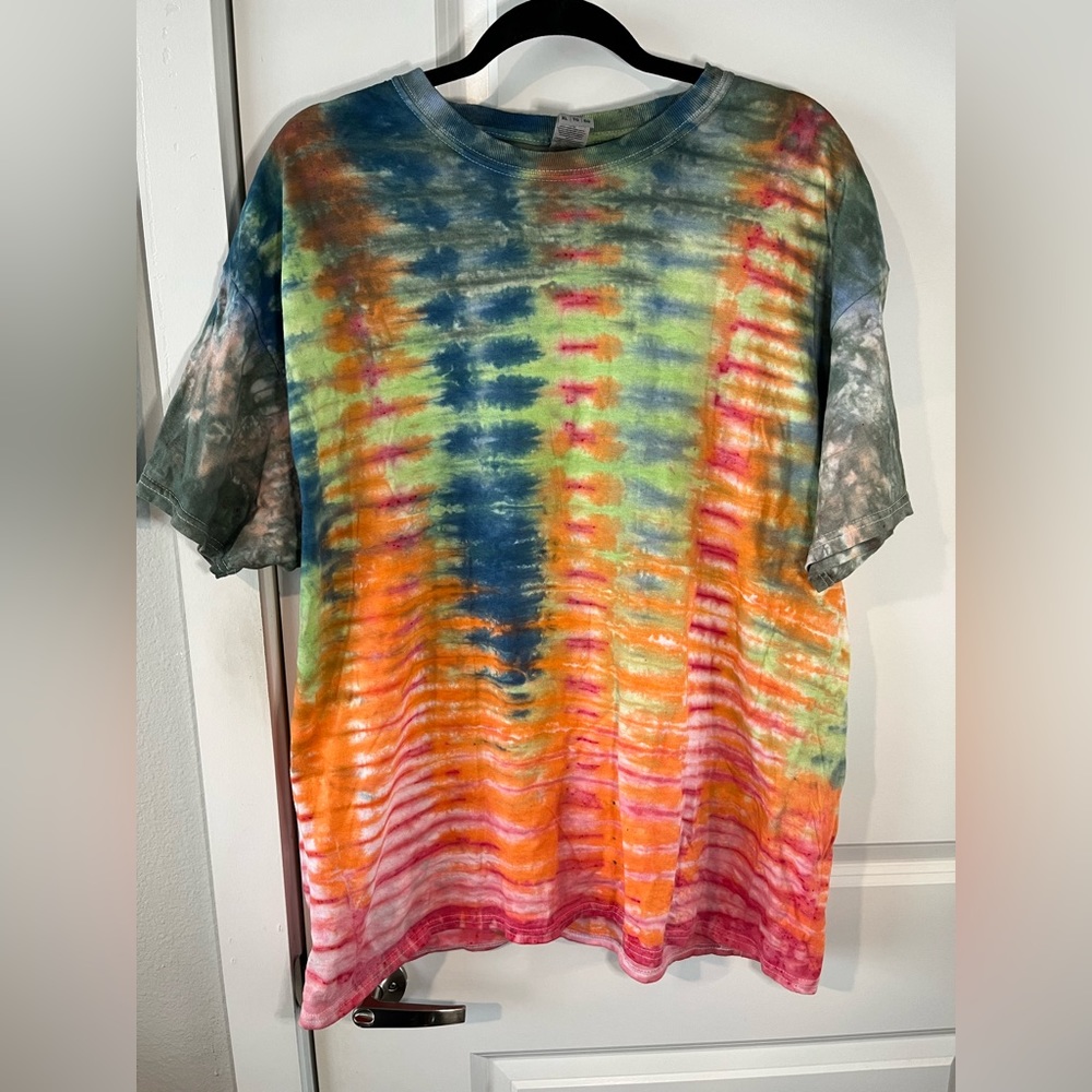Handmade OOAK Rare Tie Dye Tshirt Size XL- Made by TheTalentedTexan Fire Style